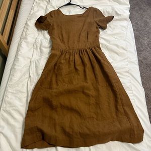 Sezane open back linen dress size 34